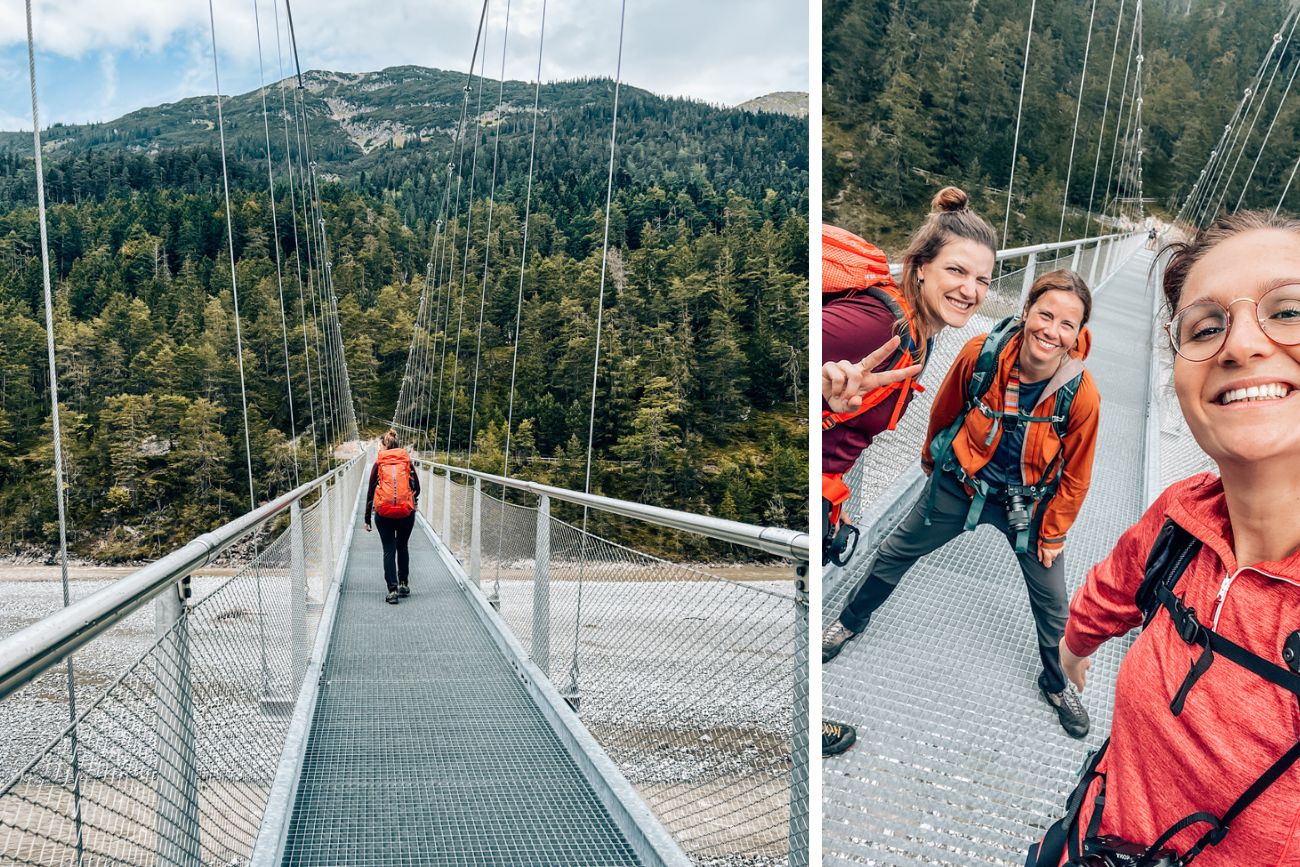 Wandern über die Forchacher Hängebrücke